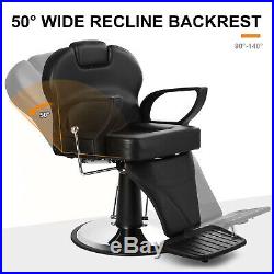 Black Classic Hydraulic Barber Chair Beauty Salon Tattoo Heavy Duty Equipment