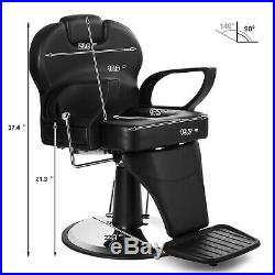 Black Classic Hydraulic Barber Chair Beauty Salon Tattoo Heavy Duty Equipment