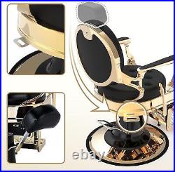 Black & Gold All Purpose Vintage Barber Chair Heavy Duty Hydraulic Salon Styling