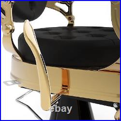 Black & Gold All Purpose Vintage Barber Chair Heavy Duty Hydraulic Salon Styling