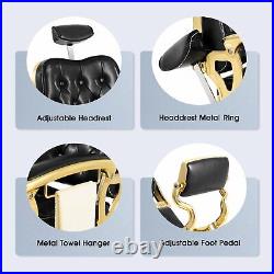 Black+Gold Heavy Duty Hydraulic Barber Chair All Purpose SalonSpa Beauty Styling