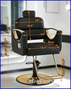 Black+Gold Heavy Duty Hydraulic Recline Barber Chair Beauty Salon Black+Gold Heavy Duty Hydraulic Recline Barber Chair Beauty Salon