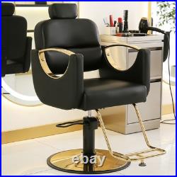 Black+Gold Heavy Duty Hydraulic Recline Barber Chair Beauty Salon