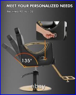 Black+Gold Heavy Duty Hydraulic Recline Barber Chair Beauty Salon Black+Gold Heavy Duty Hydraulic Recline Barber Chair Beauty Salon