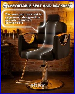 Black+Gold Heavy Duty Hydraulic Recline Barber Chair Beauty Salon
