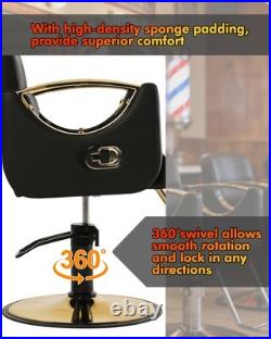 Black+Gold Heavy Duty Hydraulic Recline Barber Chair Beauty Salon