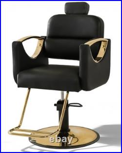 Black+Gold Heavy Duty Hydraulic Recline Barber Chair Beauty Salon