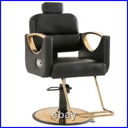 Black+Gold Heavy Duty Hydraulic Recline Barber Chair Beauty Salon Black+Gold Heavy Duty Hydraulic Recline Barber Chair Beauty Salon