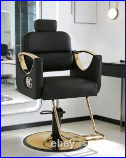 Black+Gold Heavy Duty Hydraulic Recline Barber Chair Beauty Salon Black+Gold Heavy Duty Hydraulic Recline Barber Chair Beauty Salon