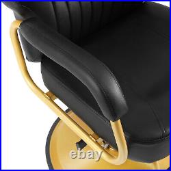 Black+Gold Widened Heavy Duty Reclining Barber Chair Hydraulic Salon Spa Beauty