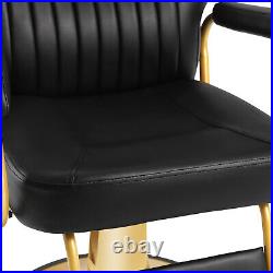 Black+Gold Widened Heavy Duty Reclining Barber Chair Hydraulic Salon Spa Beauty