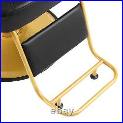 Black+Gold Widened Heavy Duty Reclining Barber Chair Hydraulic Salon Spa Beauty
