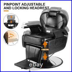 Black Heavy Duty All Purpose Reclining Hydraulic Barber Chairs Salon Spa Beauty