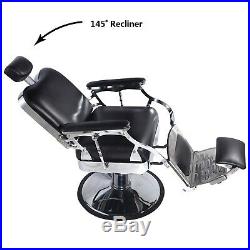 Black Heavy Duty Fashion Hydraulic Barber Chair Recline Salon Beauty Spa Shampoo