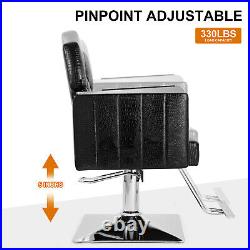 Black Heavy Duty Hydraulic Barber Chair Extra Wider Seat Salon Beauty Styling