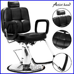 Black Heavy Duty Hydraulic Recline Barber Chair Tattoo Chair Salon