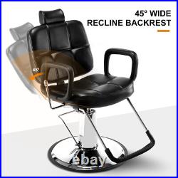 Black Heavy Duty Hydraulic Recline Barber Chair Tattoo Chair Salon