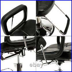 Black Heavy Duty Hydraulic Recline Barber Chair Tattoo Chair Salon