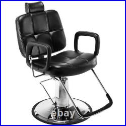Black Heavy Duty Hydraulic Recline Barber Chair Tattoo Chair Salon