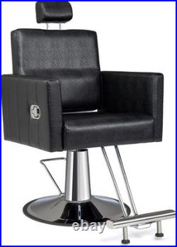 Black Heavy Duty Hydraulic Reclining Barber Chair Beauty Salon Tattoo Equipment