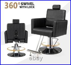 Black Heavy Duty Hydraulic Reclining Barber Chair Beauty Salon Tattoo Equipment Black Heavy Duty Hydraulic Reclining Barber Chair Beauty Salon Tattoo Equipment