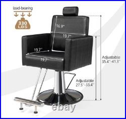 Black Heavy Duty Hydraulic Reclining Barber Chair Beauty Salon Tattoo Equipment