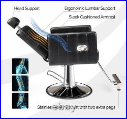 Black Heavy Duty Hydraulic Reclining Barber Chair Beauty Salon Tattoo Equipment Black Heavy Duty Hydraulic Reclining Barber Chair Beauty Salon Tattoo Equipment