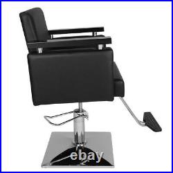 Black Heavy Duty Salon Chair Hydraulic Lift Barber Chair Hair Stylist Beauty Spa