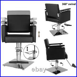 Black Heavy Duty Salon Chair Hydraulic Lift Barber Chair Hair Stylist Beauty Spa