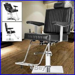 Black Hydraulic Recliner Barber Chair Beauty Salon Tattoo Heavy Duty Equipment