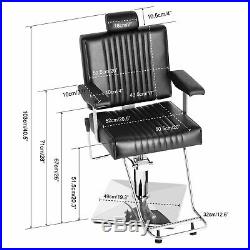 Black Hydraulic Recliner Barber Chair Beauty Salon Tattoo Heavy Duty Equipment