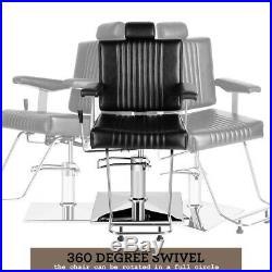 Black Hydraulic Recliner Barber Chair Beauty Salon Tattoo Heavy Duty Equipment