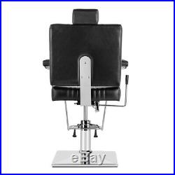 Black Hydraulic Recliner Barber Chair Beauty Salon Tattoo Heavy Duty Equipment