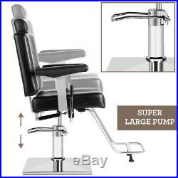 Black Hydraulic Recliner Barber Chair Beauty Salon Tattoo Heavy Duty Equipment