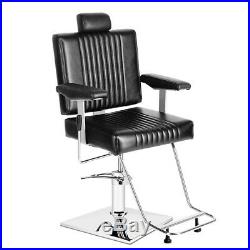 Black Hydraulic Recliner Barber Chair Beauty Salon Tattoo Heavy Duty Equipment