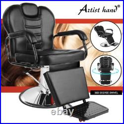 Black Recline Heavy Duty Hydraulic Barber Chair All Purpose Beauty Salon Styling