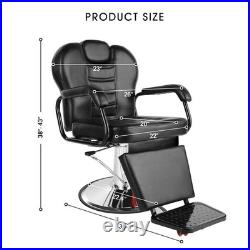 Black Recline Heavy Duty Hydraulic Barber Chair All Purpose Beauty Salon Styling