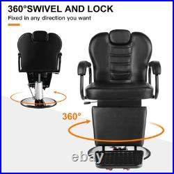 Black Recline Heavy Duty Hydraulic Barber Chair All Purpose Beauty Salon Styling