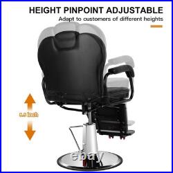 Black Recline Heavy Duty Hydraulic Barber Chair All Purpose Beauty Salon Styling