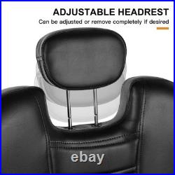 Black Recline Heavy Duty Hydraulic Barber Chair All Purpose Beauty Salon Styling