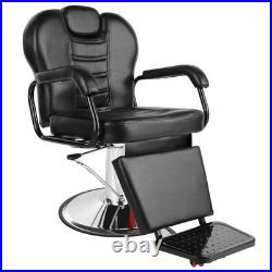 Black Recline Heavy Duty Hydraulic Barber Chair All Purpose Beauty Salon Styling