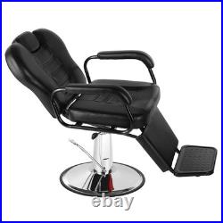 Black Recline Heavy Duty Hydraulic Barber Chair All Purpose Beauty Salon Styling