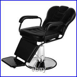 Black Recline Heavy Duty Hydraulic Barber Chair All Purpose Beauty Salon Styling