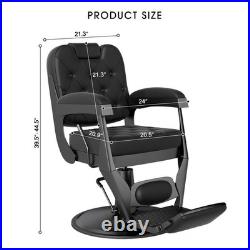 Black Recline Heavy Duty Hydraulic Barber Chair All Purpose Salon Beauty Styling