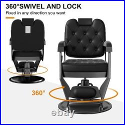 Black Recline Heavy Duty Hydraulic Barber Chair All Purpose Salon Beauty Styling