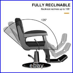 Black Recline Heavy Duty Hydraulic Barber Chair All Purpose Salon Beauty Styling