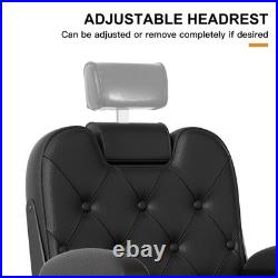 Black Recline Heavy Duty Hydraulic Barber Chair All Purpose Salon Beauty Styling