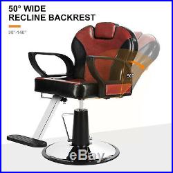 Black Red Classic Modern Salon Barber Chair Heavy Duty Hydraulic Tattoo Recliner