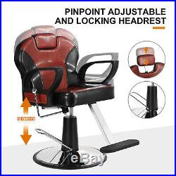 Black Red Classic Modern Salon Barber Chair Heavy Duty Hydraulic Tattoo Recliner