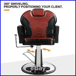 Black Red Classic Modern Salon Barber Chair Heavy Duty Hydraulic Tattoo Recliner